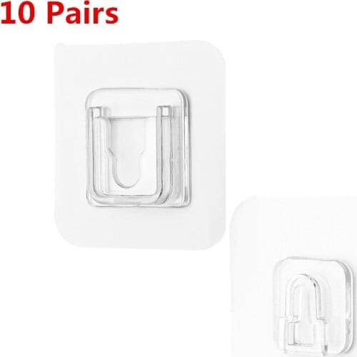 5/10 Pairs Double-Sided Adhesive Wall Hook Hanger Strong Transparent Sucker Wall Storage Holder For Kitchen Bathroom Wall Hooks