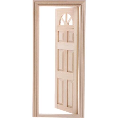 Natural Unpainted 6-Panel Exterior Dollhouse Miniature Wooden Fairy Door