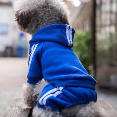 Dog Clothes New Pet Clothes Four-legged Clothes Cat Hooded Sweater Plus Velvet Warm Clothes Autumn and Winter