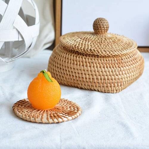 Autumn Rattan Woven Coaster Table Insulation Coaster Shooting Props Japanese Home Furnishing Rattan Coaster Anti-scaldin