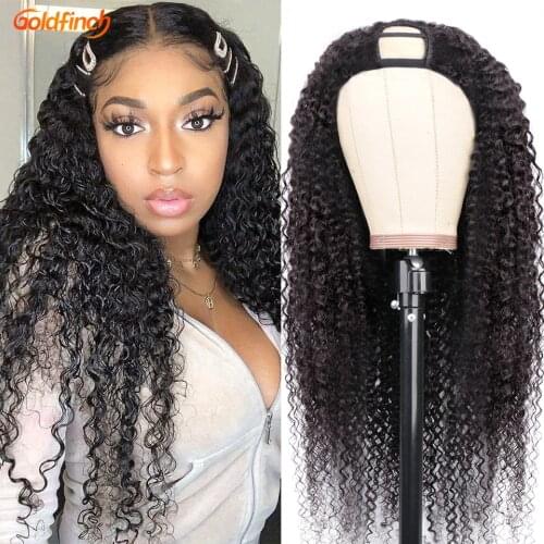 GoldFinch Afro Kinky Curly Human Hair U part Wig 4b 4c 150180 Density 2x4 UPart Wig Peruvian U part Wig Kinky Curly Invisible