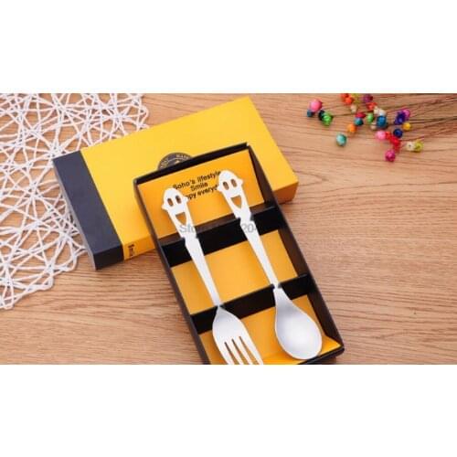 By dhl 200set 2pcs/set Happy Smiling Smiley Face Set Kitchenware Tableware Tea coffee tools