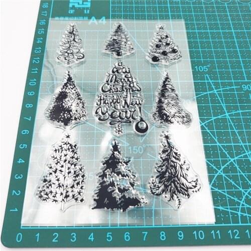 Christmas Tree Clear Silicone Seal Transparent Rubber Stamp for DIY Scrapbooking Photo Album Decorative Craft Making