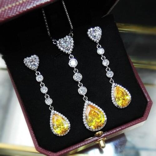 SINZRY 2020 luxury AAA Cubic Zirconia sparkling waterdrop design chokers necklace earring jewelry sets for women