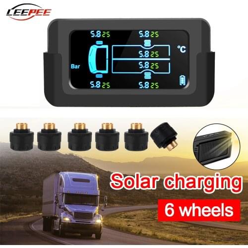 6 Sensors Truck TPMS Tire Pressure Monitoring System Digital Tyre Diagnostic On-board Kit Solar Caravan Bus Van Auto Accessories