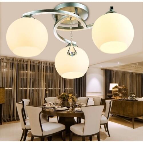 Glass living room bedroom three head five ceiling lighting glass ball mounted bulb ceiling lamps simple CL