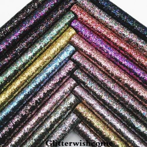 Glitterwishcome 21X29CM A4 Size Vinyl For Bows, Mixed Glitter Flat Chunky Glitter Leather fabric Vinyl for Bows, GM087A
