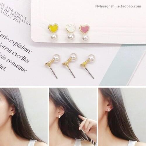 Japanese and Korean small fresh mini earrings dripping love pearls temperament wild girl student earrings 6pcs