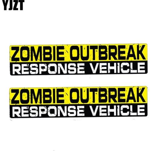 YJZT 2X 15CM*3CM Warning ZOMBIE OUTBREAK RESPONSE VEHICLE Car Sticker PVC Decal 12-1183