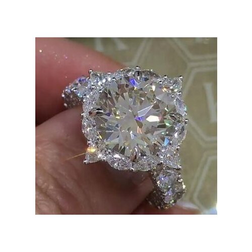 Newest Sparkling luxury Flower ring 3ct AAAAA CZ Zircon 925 sterling silver jewelry Engagement Wedding Band Rings for women