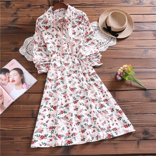 Spring fashion elegant mori girl sweet vestidos mujer new arrival corduroy long sleeve floral dress for women