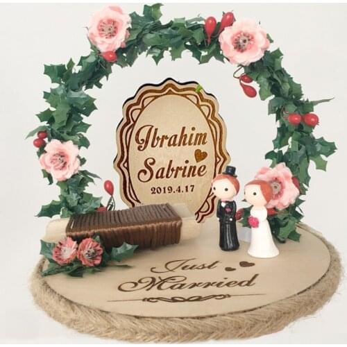 1pcs forest Engagement party decoration personalized rings pillow wedding wood rustic flower style ring bearer box