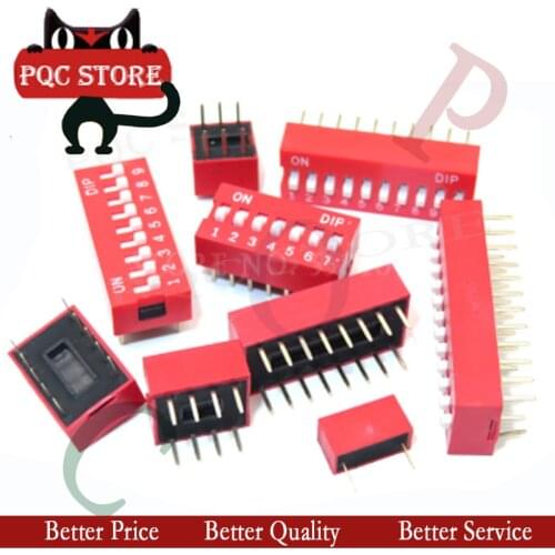 10PCS Slide Type Switch Module 1 ~ 12 Bit 2.54mm Position Way DIP Blue Pitch Toggle Switch Blue Snap Switch For PCB 8PIN 6PIN
