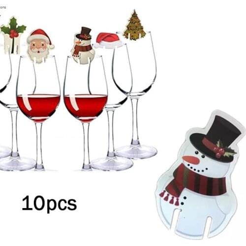 10Pcs Christmas Cup Card Christmas Decorations Santa Hat Wine Glass Decor Merry Christmas Ornament for 2022 New Decoration
