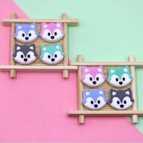 Kovict 10pc Fox Silicone Beads Food Grade Silicone Teether DIY Nursing Necklace Accessories perle Beads Baby Teethers