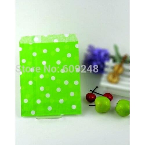 100pcs Mixed Colors Goodie Gift Favor Buffet Lime Green Paper Party Candy Treat Bags Small Tiny Polka Dot