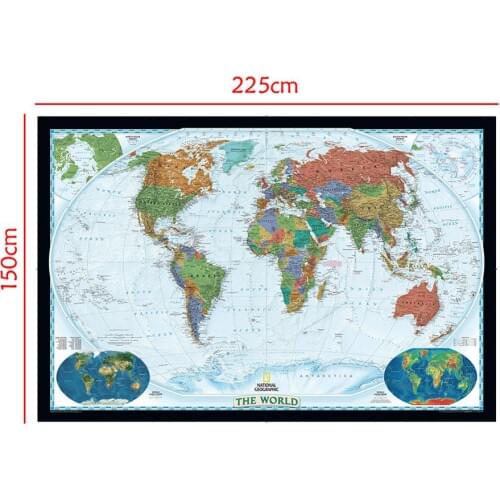 150x225cm The World Physical Map With World Land Cover And Landforms Waterproof World Map