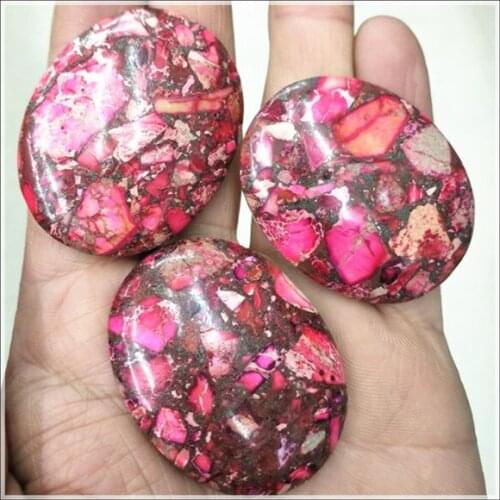 3pcs Natural red imperial jaspser Stone Cabochon Beads accessories jewelry base parts 30x40mm 35x45mm oval shapes