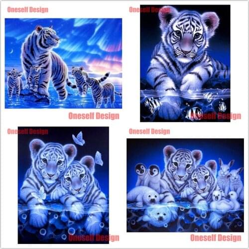 Top popular 5d diamond embroidery full set tiger paintings from diamonds painting animal decoration home cross stitch embroidery