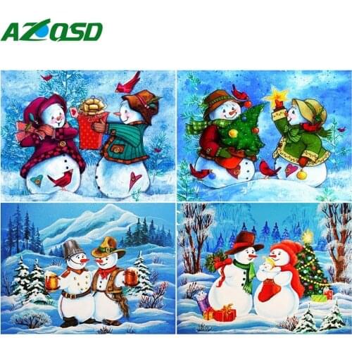 AZQSD DIY Diamond Painting Snowman Winter Childrens Room Decor Diamond Embroidery Cartoon Mosaic Picture Of Rhinestones