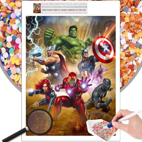 Diamond Painting The Avengers Marvel Cartoon Theme Embroidery 5D DIY Square Circle Photo Cross Stitch Mosaic Kit Home Decoration