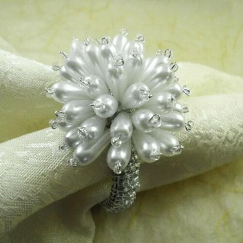 White pearl flower napkin ring