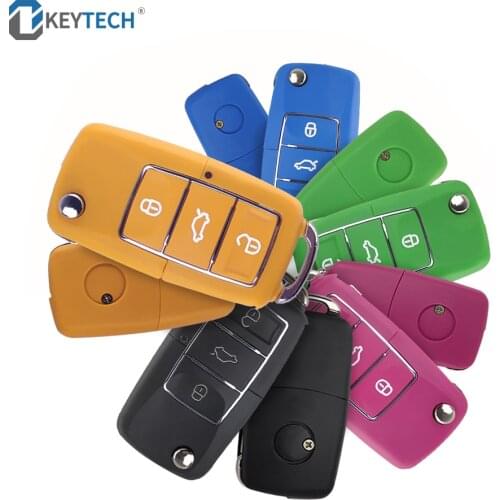 OkeyTech 3 Buttons Flip Folding Remote Car Key Cover Case For VW Seat Skoda Jetta Golf Passat Beetle Polo Bora Octavia Key Shell