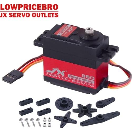 JX PDI-6221MG-360 20KG 360 Degree Continuous Rotation Metal Gear Digital Standard Servo for RC Plane Helicopter 1/10 1/8 Car