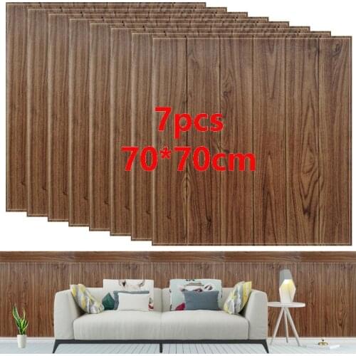 Wooden 3D Wall Sticker Panel Self-Adhesive Foam Stereo Wallpaper Living Room Home House Decor Bedroom Kid TV Decoration Kitchen