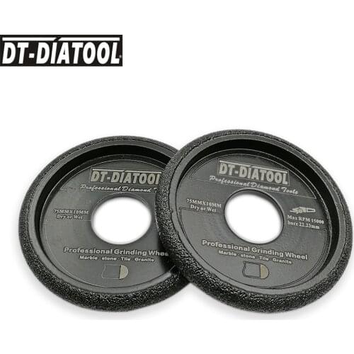 DT-DIATOOL 2pieces 75x10mm Professional quality Vacuum Brazed Diamond Grinding CONVEX Wheel Grinding Disc For marble granite #60