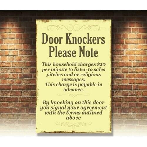 Door Knockers Please Note This House Charges Funny Novelty Metal Sign