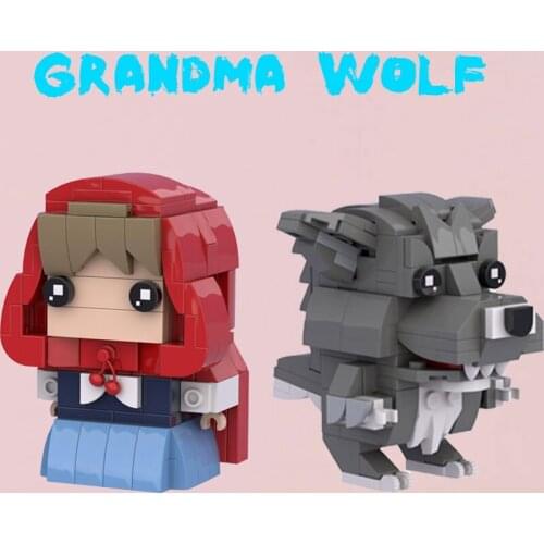 MOC Building Block Maker Anime Classic Figure Grandma Wolf Assembly Model Childrens Toy Creative DIY Build Bricks Birthday Gifts