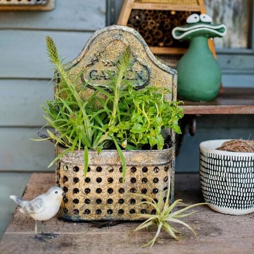 Beautiful rustic retro metal wall mounted flower basket