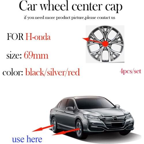 4pcs 60mm 69mm Wheel Center Cap Covers Red/Silver/Black Emblem For CRV CITY Fit Pilot Crossroad car styling