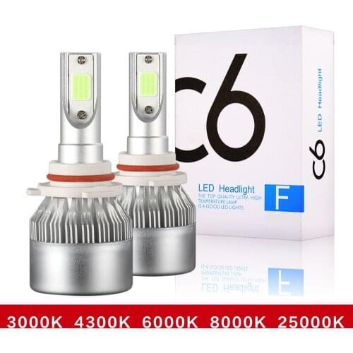 2x H7 LED H11 H4 Hi/Lo H1 H3 H8 HB1 HB3 HB4 HB5 PS24W HIR2 H13 H16 H27 9005 Car Headlight Bulbs 3000K 4300K 6000K 8000K COB C6