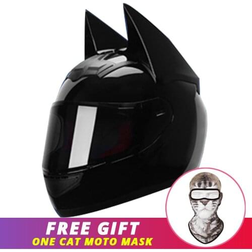 Black Motorcycle Helmet Men Women Moto Helmet Moto Ear Helmet Personality Full Face Motorbike Helmet Colors Pink Yellow White