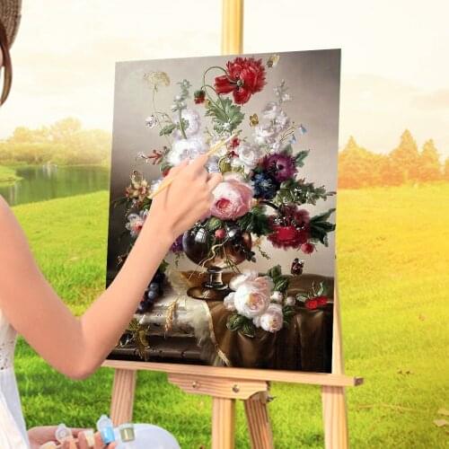 Flowers DIY Painting By Numbers Kit Oil Paints 50*70 Canvas Pictures Home Decoration For Children Art