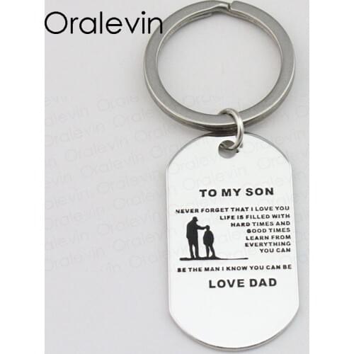NEVER FORGET THAT I LOVE YOU,LIFE IS FILLED WITH GOOD TIMES Inspirational Dog Tag Keychain Jewelry For Son ,10Pcs/Lot, LN1813