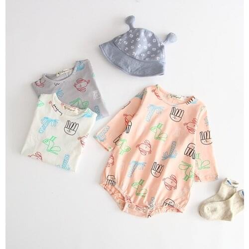 2019 Autumn New Style Long Sleeved Girls One Piece Baby Romper Cotton Newborn Body Suit Baby Pajama Boys Animal Printed Rompers