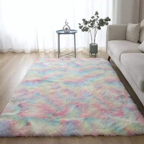 New Rainbow Colors Carpets Tie Dyeing Plush Soft Carpets For Bedroom Living Room Anti-slip Floor Mats Kids Room Carpet Rugs