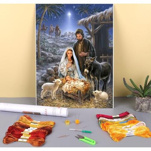 Region Orthodox Icon Printed Fabric 11CT Cross Stitch DIY Embroidery Patterns DMC Threads Needlework Craft Handmade Needle