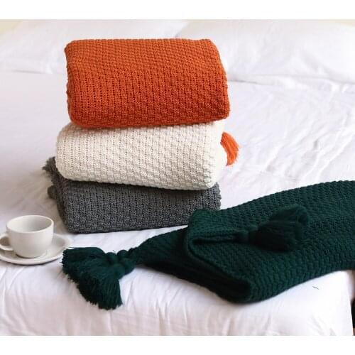 Solid Color throw Blanket Knitted sofa cover Office Lunch Break Leisure Blanket for bedroom bed spread Nordic simplicity Shawl