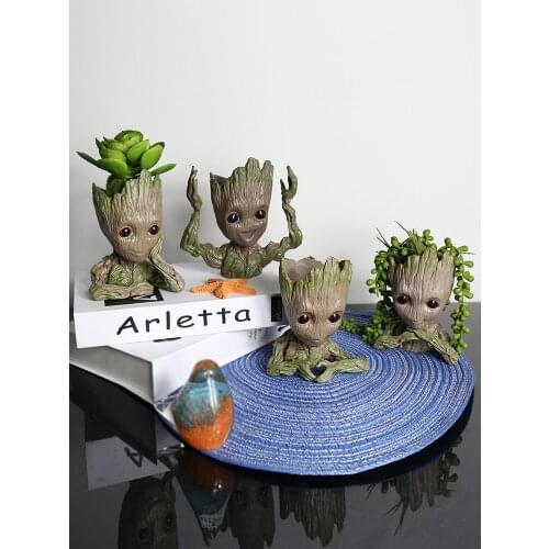 Resin Creative Succulents Flower Pots Cute Tree People Ornaments Simulation Green Plants Potted Home Decoration Gifts