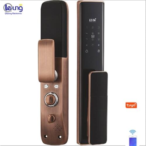 QLEUNG S912 Hot Sale Remote Control Residence Biometric Fingerprint Digital Codee Lock Card Tuya WiFi APP Smart Door Lock