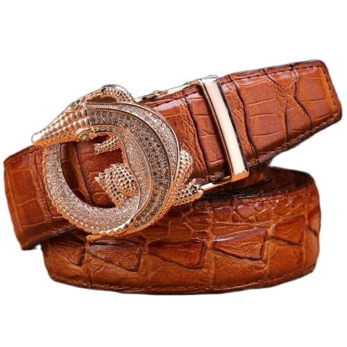 Crocodile alligator belt for men luxury strap automatic buckle cowhide genuine leather 2020 designer high quality casual fashion