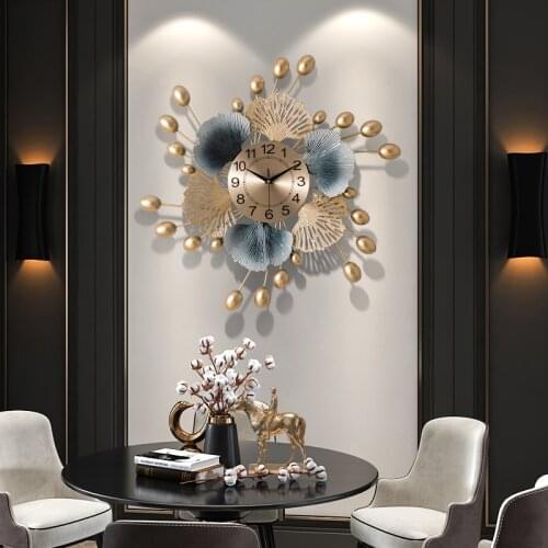 Metal Creative Wall Clocks Chinese Style Luxury Living Room Modern Design Art Wall Clocks Quartz Reloj Mural Home Decor DG50WC