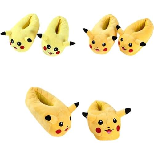 Pokemon Cartoon Pikachu Plush Slippers Indoor Warm Winter Adult Cute Shoes Anime for Gift Children Girls Soft Limited Flip Flop