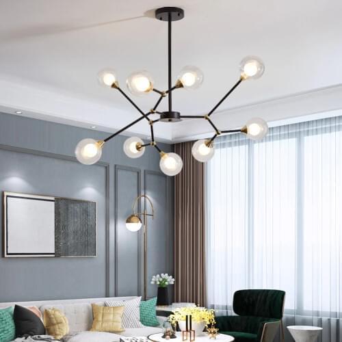 Nordic LED Chandelier For Living Room Bedroom Dining Restaurant Modern Ceiling Chandelier Loft Villa Black Indoor Light Fixture