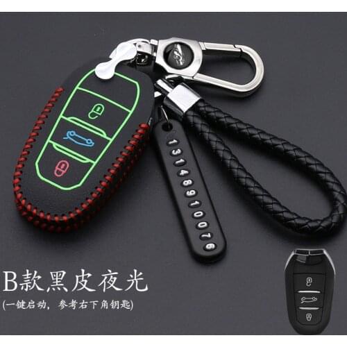 Luminous Leather Car Key Case Flip Remote Protect Cover For Citroen C4 CACTUS C5 C3 C4L Peugeot 508 2008 3008 408 Holder Shell