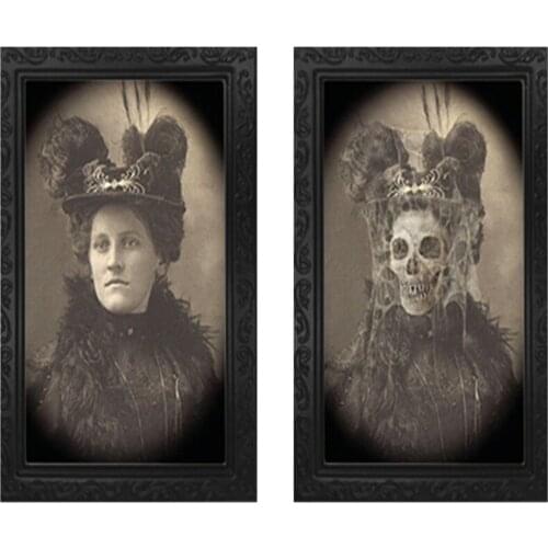 Horror Picture Frame Lenticular 3d Changing Face Scary Spooky Halloween Bar Haunted House Horror Decoration Ornaments @40